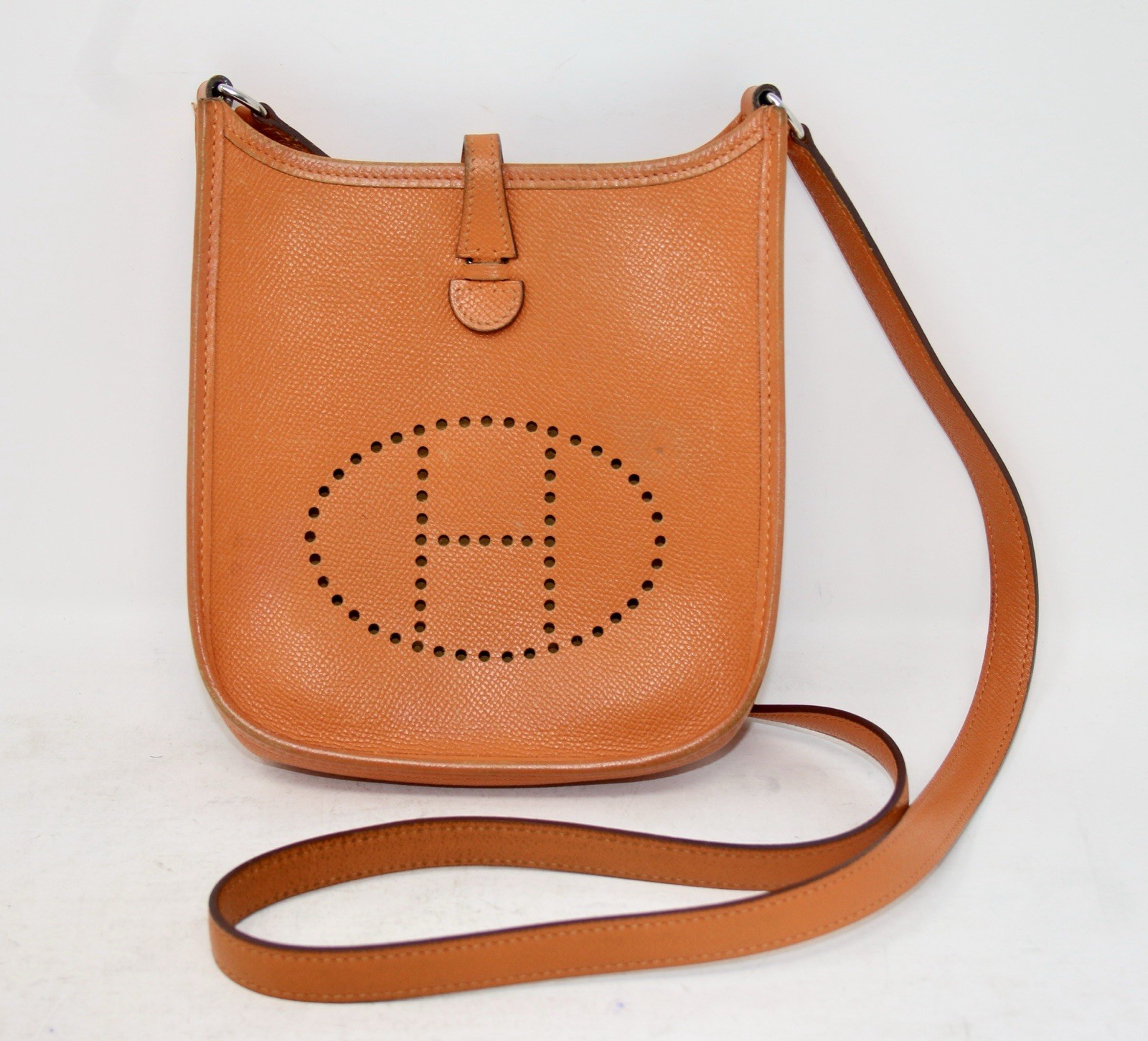 Authentic HERMÈS Evelyne TPM Mini Orange Epsom Leather Crossbody Bag H 04 W/COA!