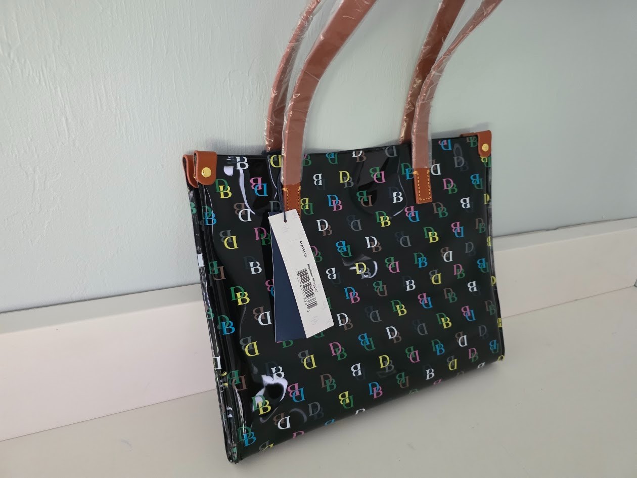 BRAND NEW W/Tags Dooney & Bourke Black Medium Multi-Color DB Monogram Print