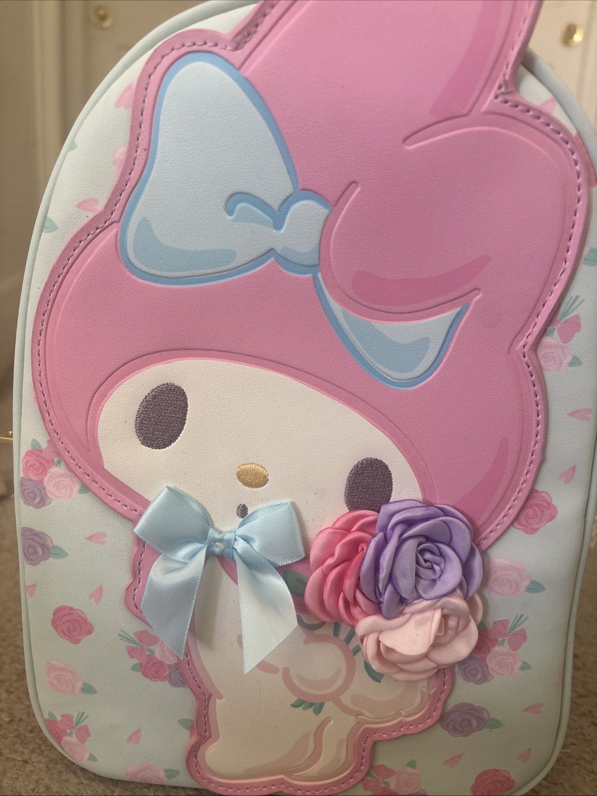 Her Universe Leather My Melody Sanrio Mini Backpack Roses Pink/Blue Lace