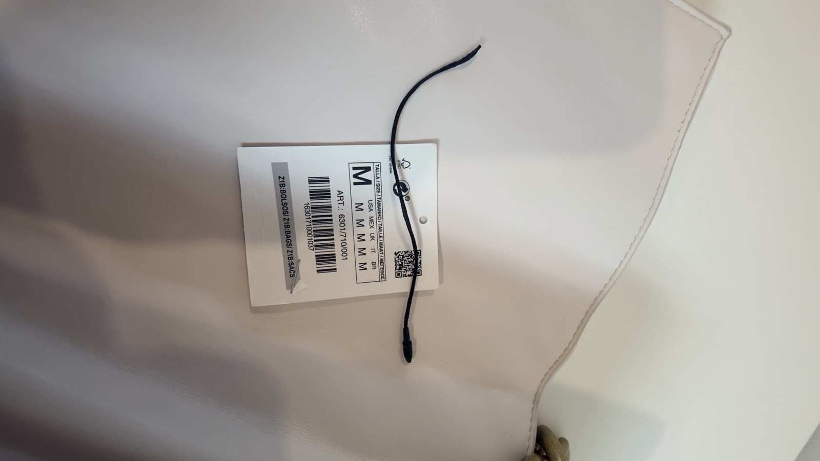 Zara Off White Quilted Chain Shoulder Bag NWT Gold Chain Large