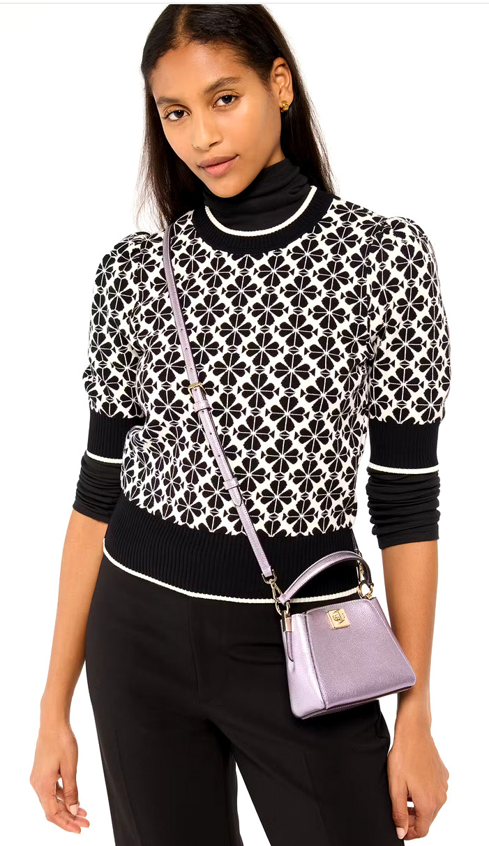 💜Kate Spade Phoebe Metallic Mini Top Handle Crossbody Purple Candied Flower NWT
