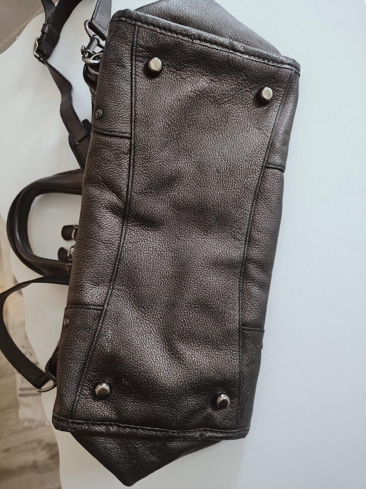 Coach Ryder Satchel Slouchy Bronze Leather Turnlock Top Handle Crossbody Bag