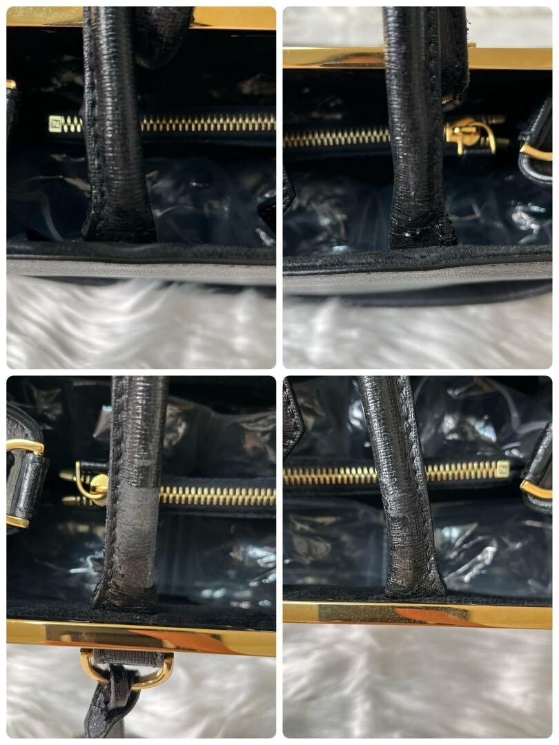 FENDI 2Jours 2-way Hand Bag Shoulder Bag Leather Black Authentic Used