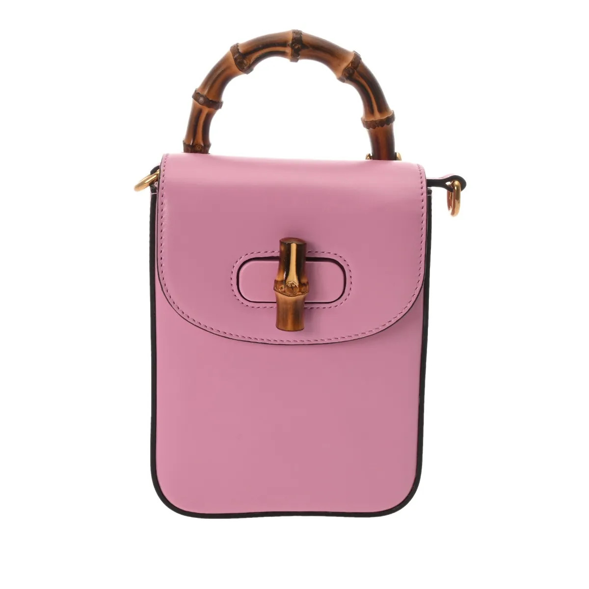 Gucci Bamboo 702106.521 Handbag Leather Pink #WB2945