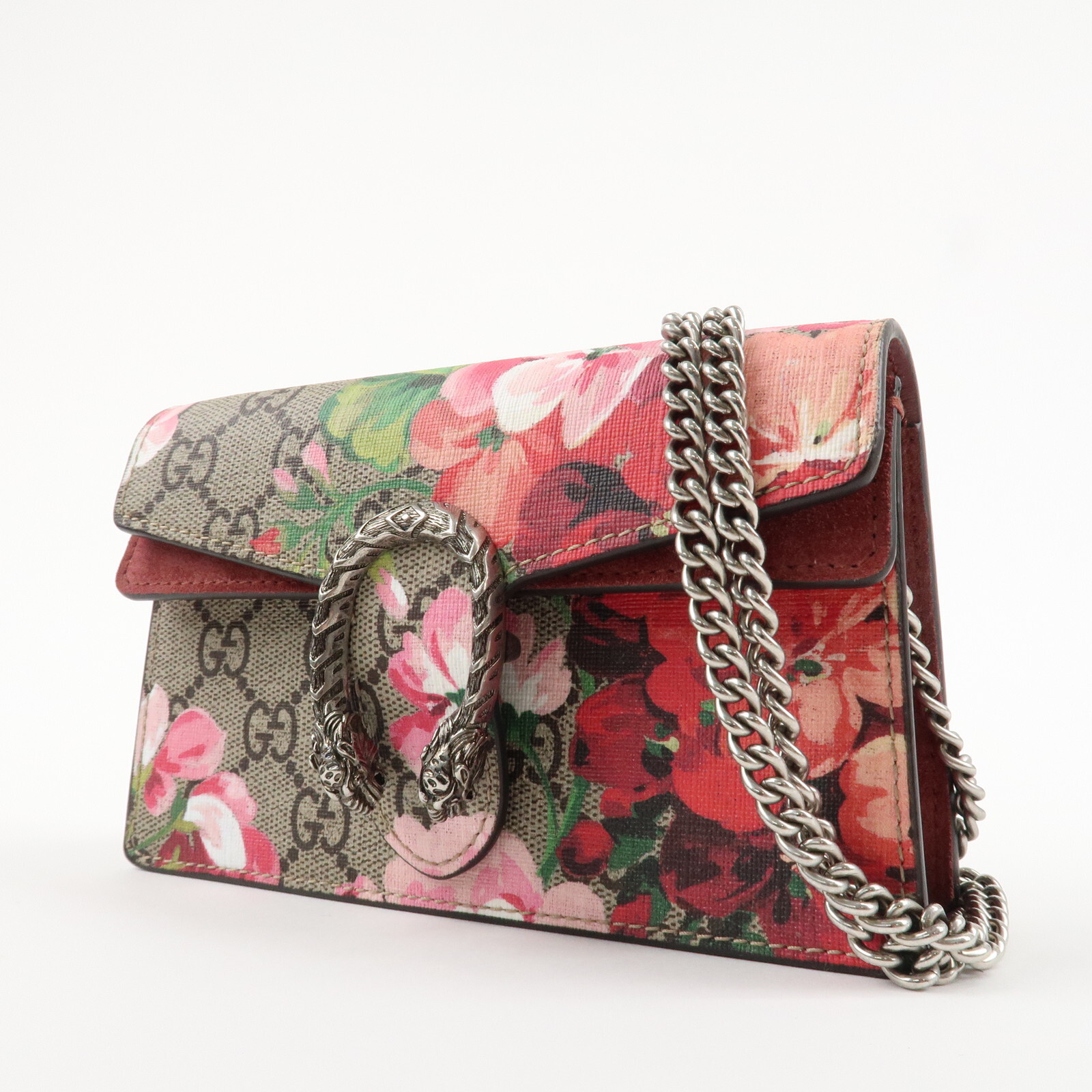 GUCCI Dionysus GG Supreme Chain Shoulder Bag 476432 Flower Beige Pink Auth Used