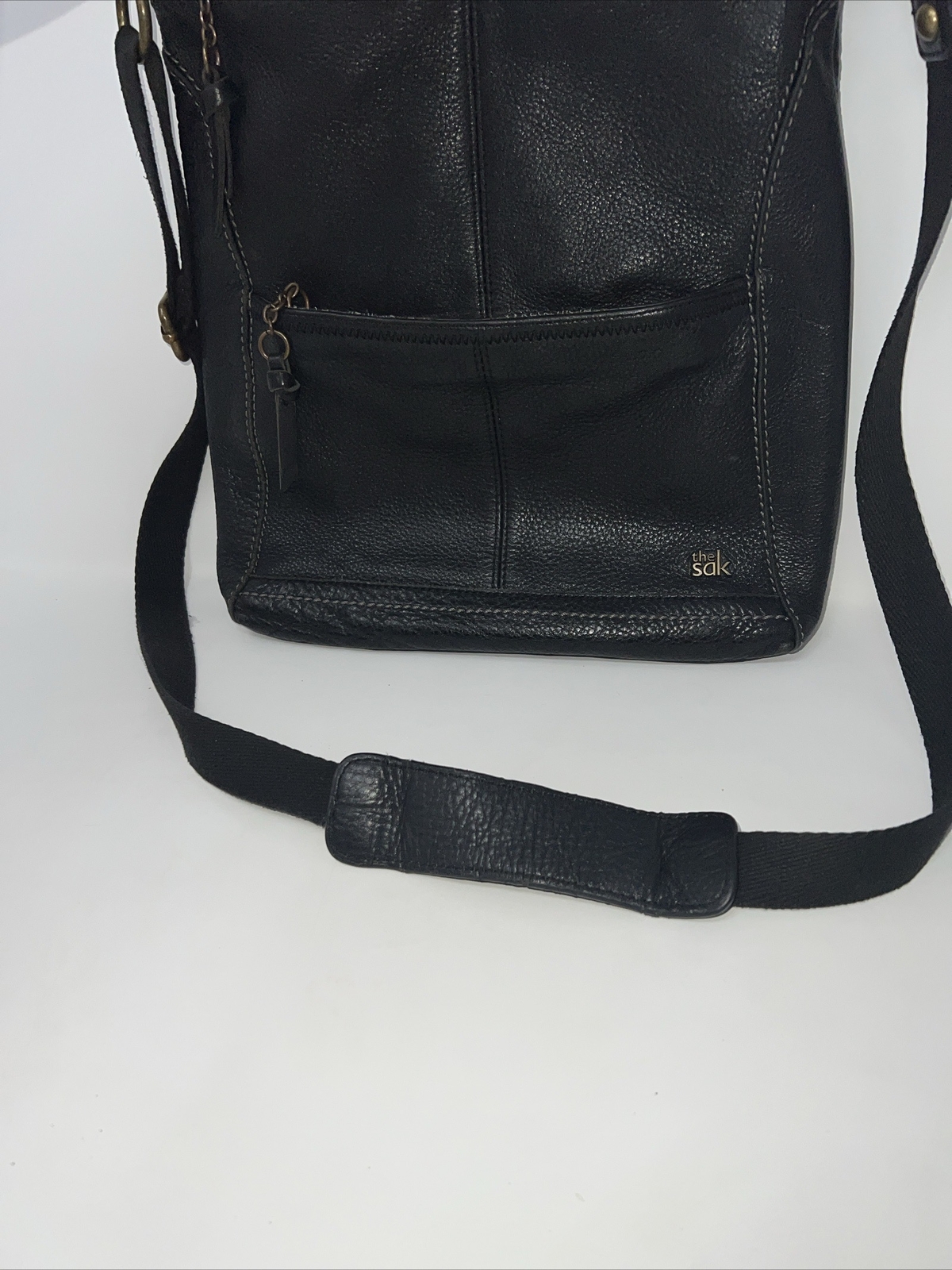 The Sak Iris Leather Cross Body Bag Purse Black See Photos! Handle Needs Sewn