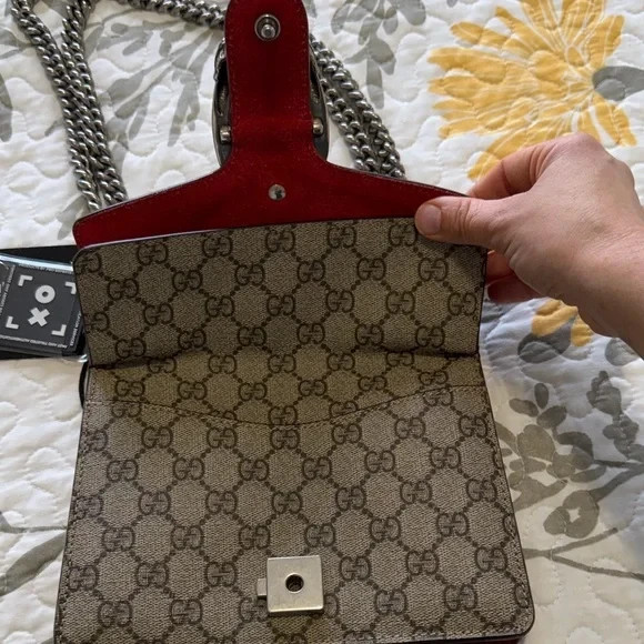 Gucci Dionysus GG Supreme Mini Shoulder Bag Chain Red Suede