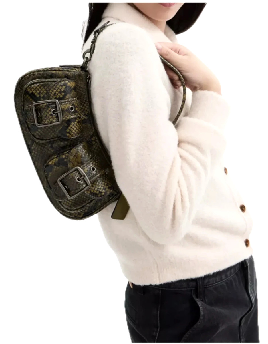 NWT Coach Ashton Snake Print Leather Shoulder Crossbody Bag CCE38 In OLIVE Multi