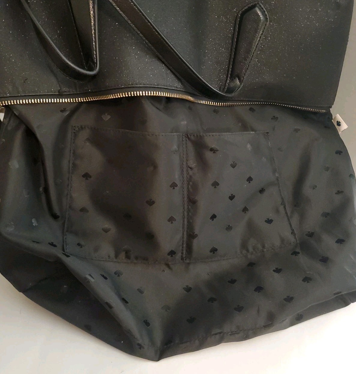 Kate Spade Lola Joeley Black Glitter Penny Double Handle Large Hand Bag