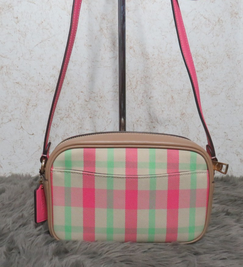 Coach Mini Jamie Camera Bag with Plaid Print (Pink) – NWT (CBM37)
