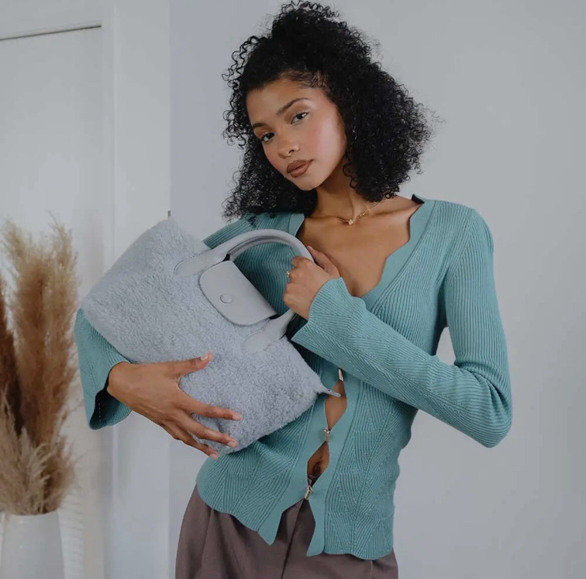New! Melie Bianco Winnie Sherpa Top Handle & Crossbody Bag – NWT Tan $150 MSRP