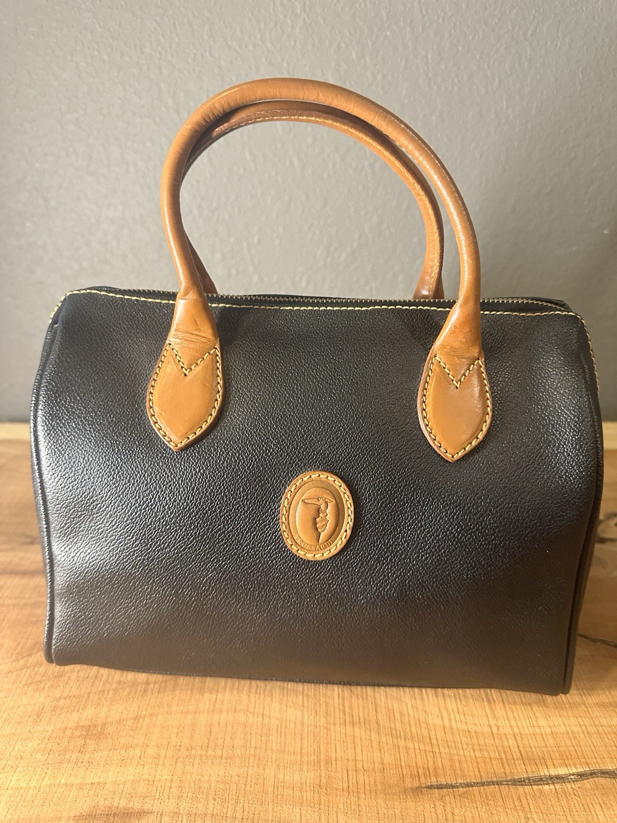 Vintage Trussardi Collezione Crespo Leather Boston Satchel Bag Made Italy