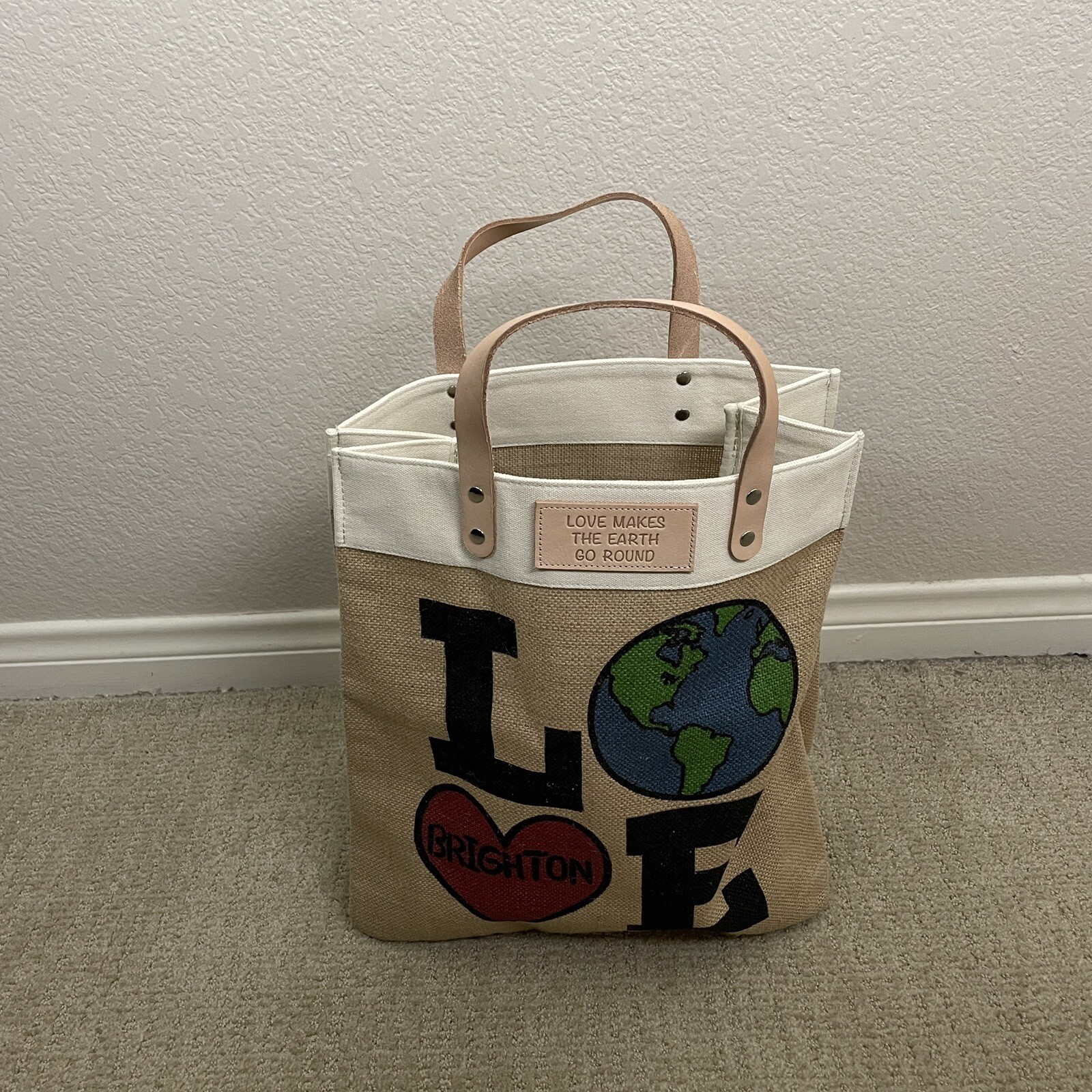 BRIGHTON Love The Earth Canvas Bag Purse Tote Vintage