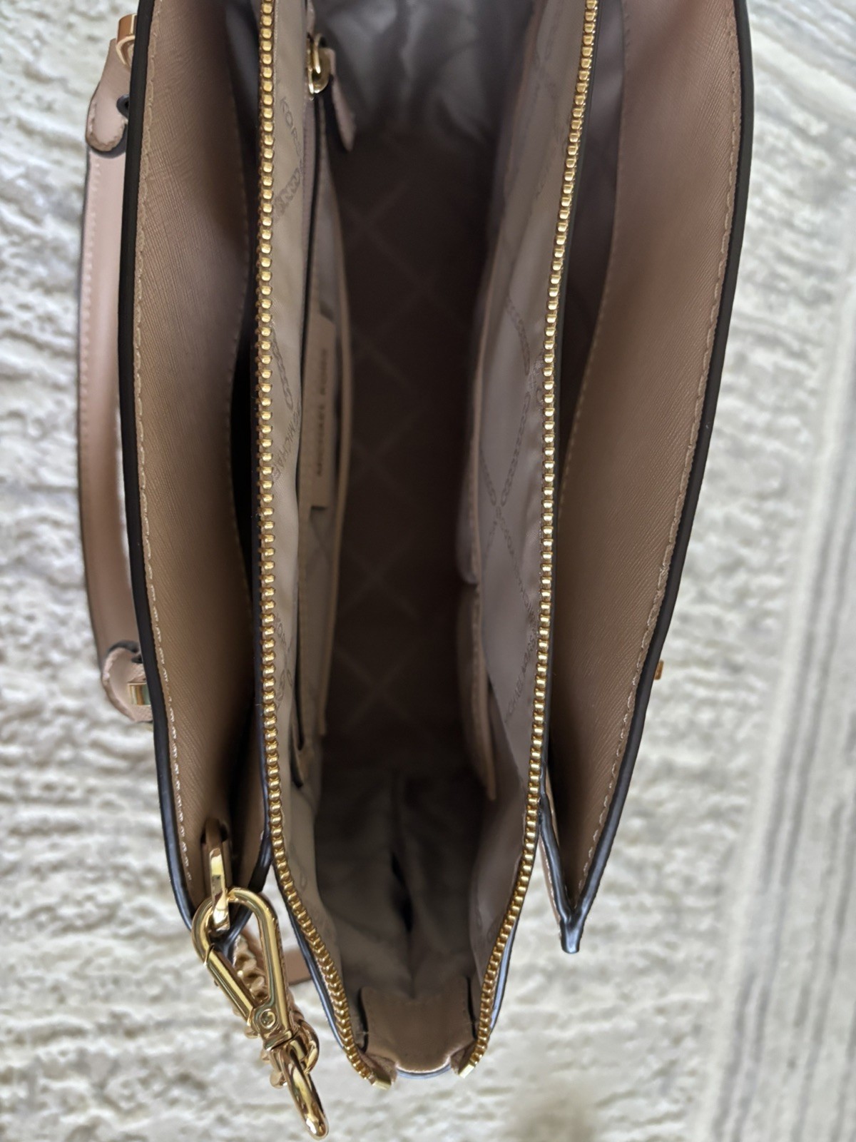 MICHAEL KORS SELMA LARGE TAN SAFFIANO LEATHER SATCHEL BAG NWOT