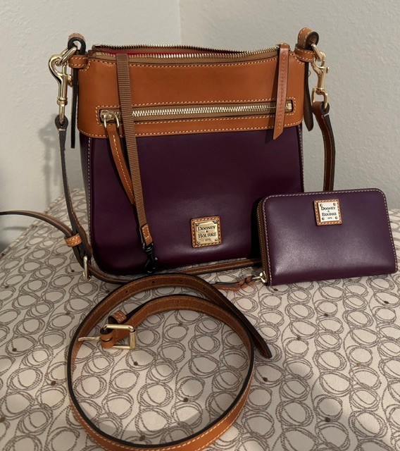 Dooney Bourke Eggplant and Tan Crossbody – Great all year round bag!