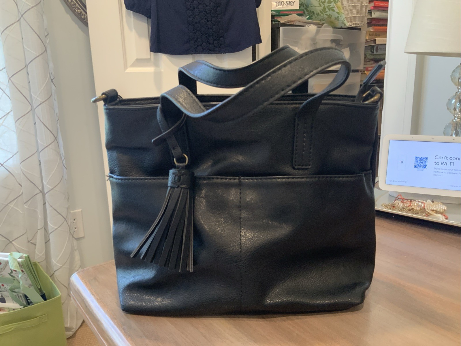 Small Sonoma Zip Black Hobo Bag Purse Handbag Non-Leather with Pockets