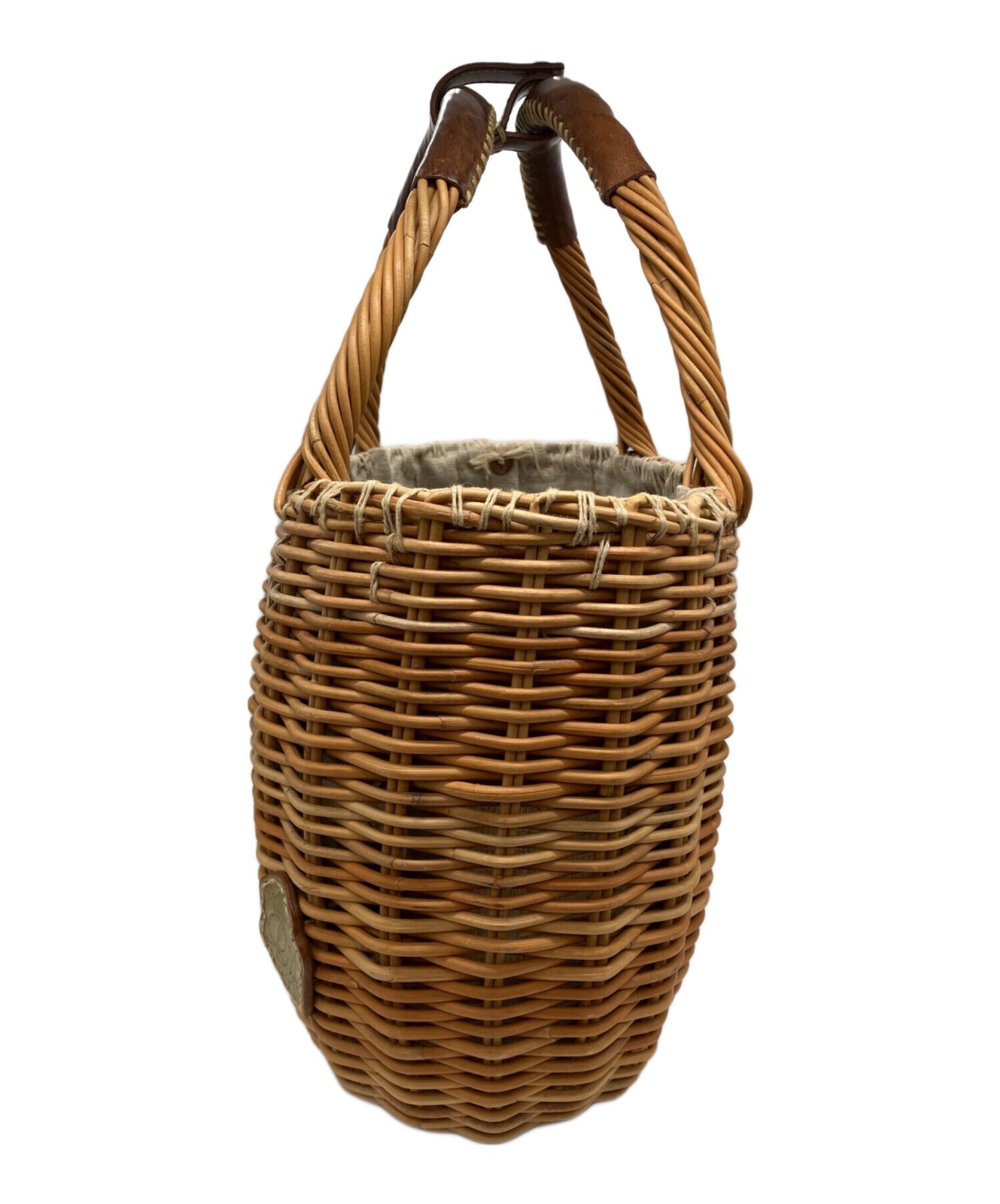 ebagos Bridle Leather Basket Bag Beige #TFB13755