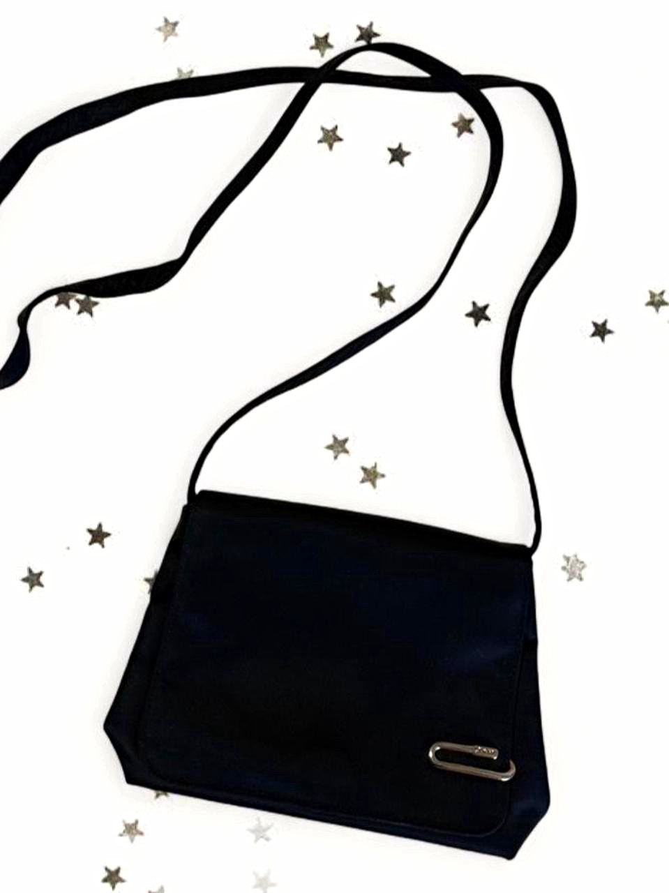 DKNY paperclip black Crossbody Bag Magnetic Closure Inner Pockets