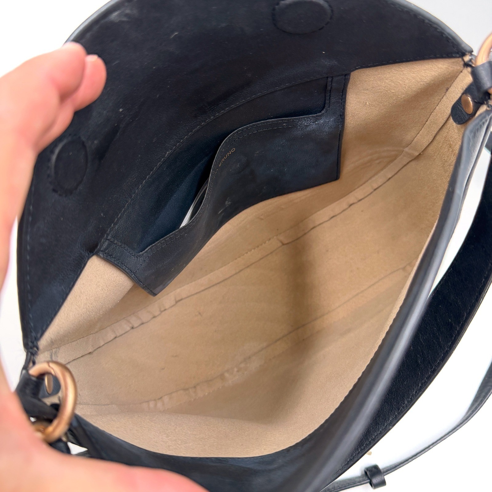 Vanessa Bruno Medium Leather Daily Bag Crossbody Black Leather