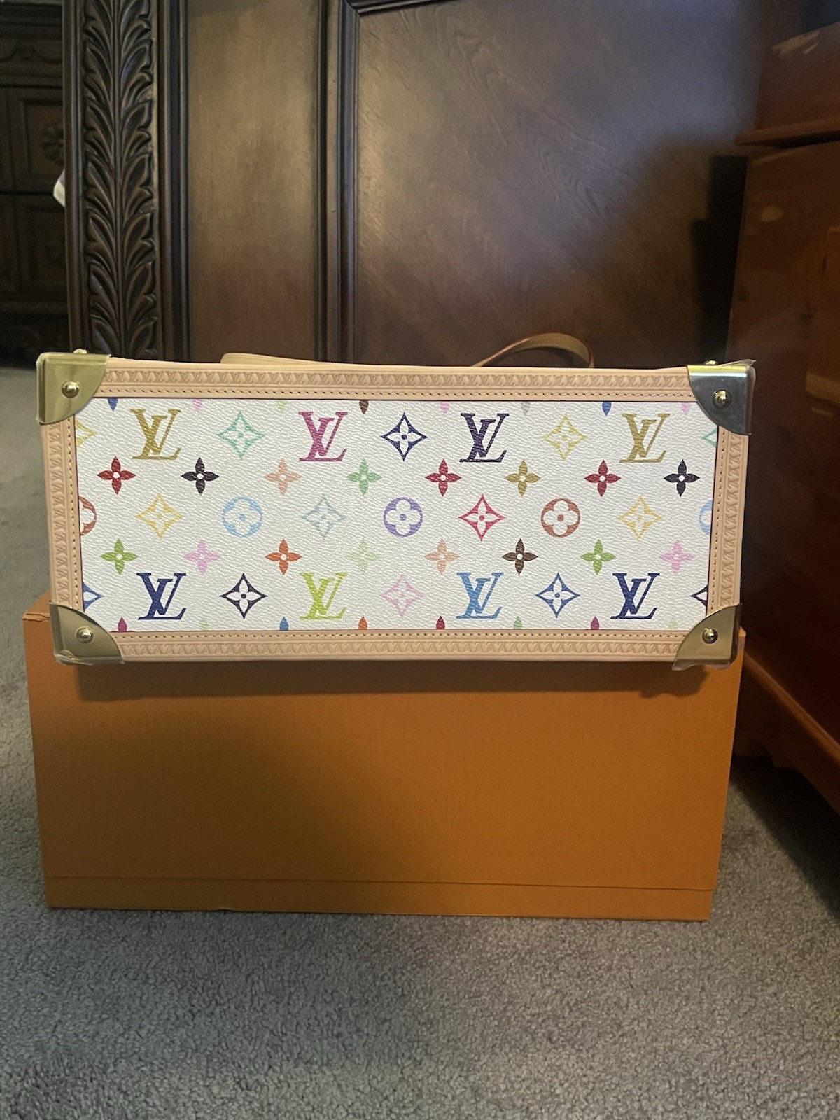 Louis Vuitton White Multicolor Monogram Murakami, On the Go MM