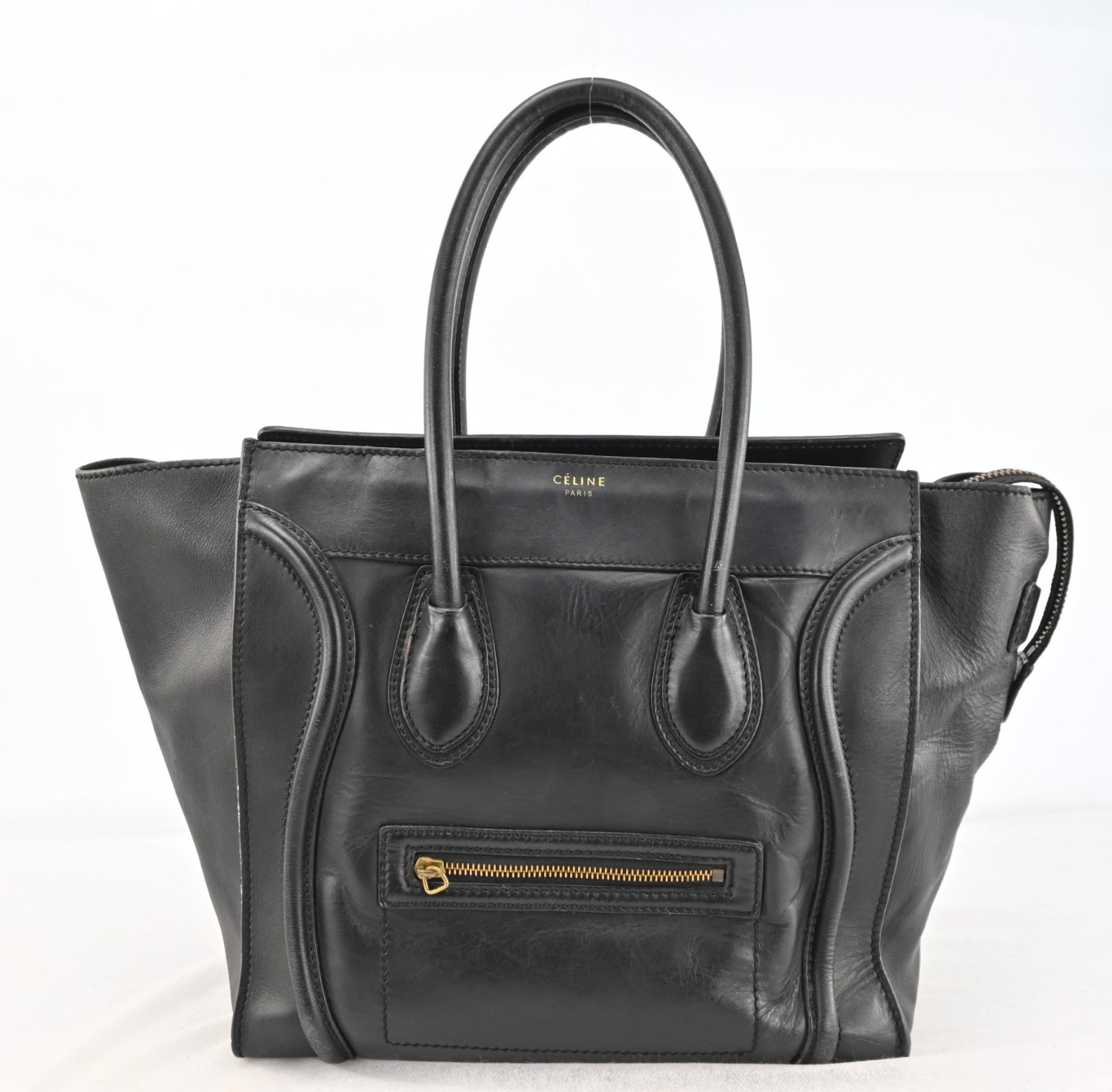 CELINE Luggage Mini Shopper Hand Bag Leather Black M1386AJ805