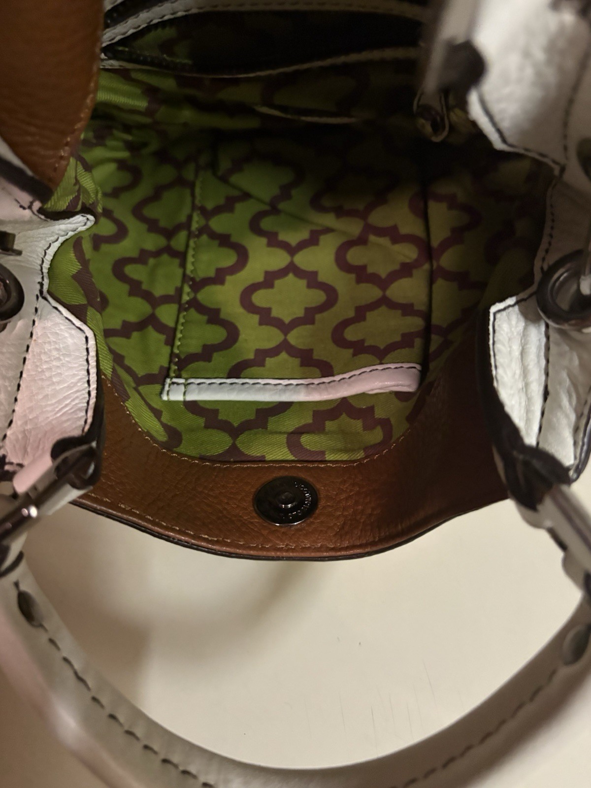 Dr Yany Leather Two Tone Boho Bag Green and Brown Shoulder Handbag **READ