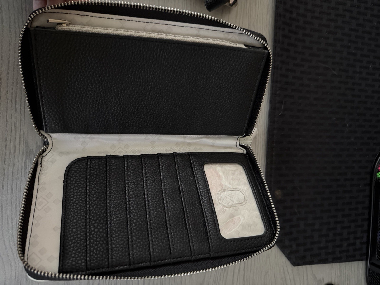 Thirty-One Plaid Crossbody Purse Matching Zip Wallet Black White NWT Adjustable