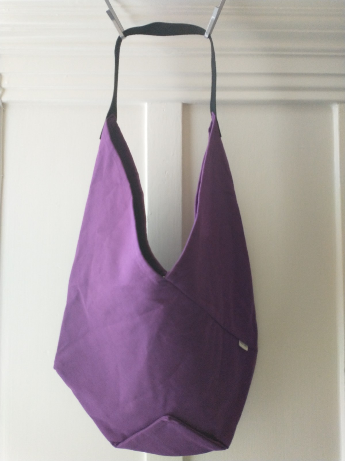 NEW Sousou Sou Sou Origami Plum Purple Shoulder Tote Bag Black Leather Strap