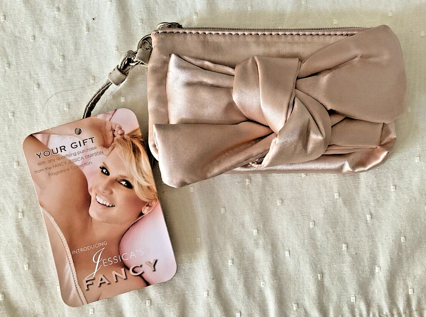 Jessica Simpson Champagne Color Small Evening Bag 2008 Fancy With Bow Wristlet