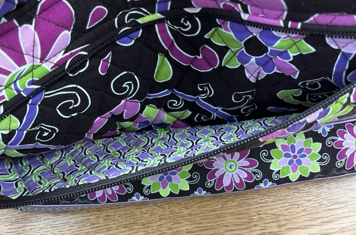 Vera Bradley Retired Purple Punch Bowler Bag Shoulder Purse- Lots of Pockets