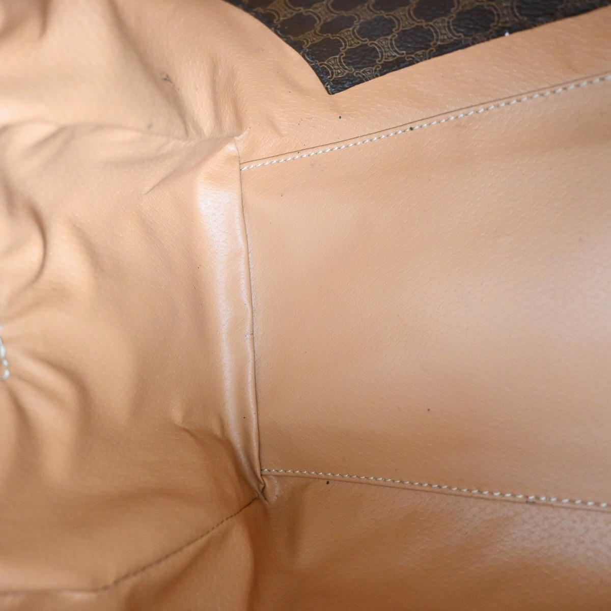 CELINE Logo Macadam Pattern Travel Hand Boston Bag PVC Leather Brown 38KC411