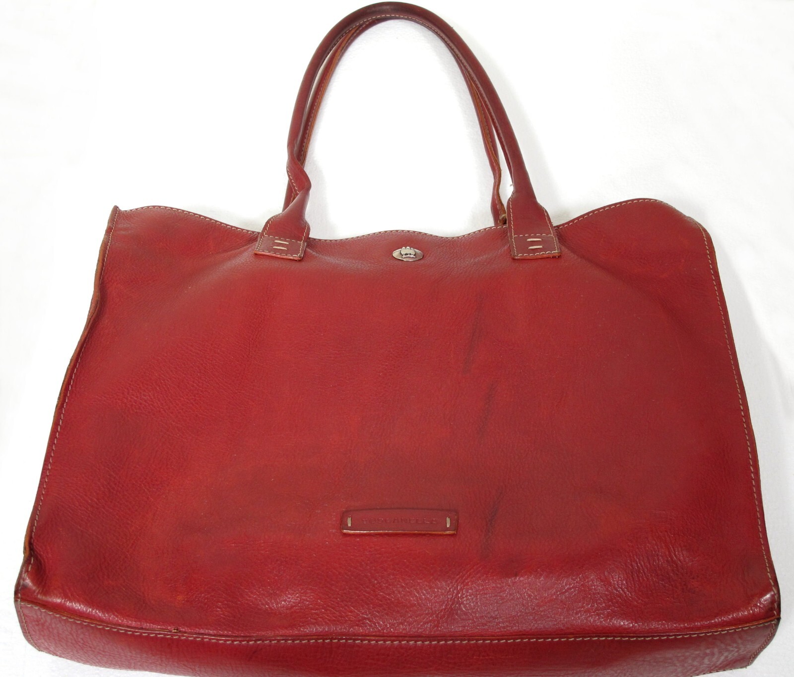 Toscanella Leather Shoulder Tote Bag Purse Red Made in Italy 15 x 13 x 3