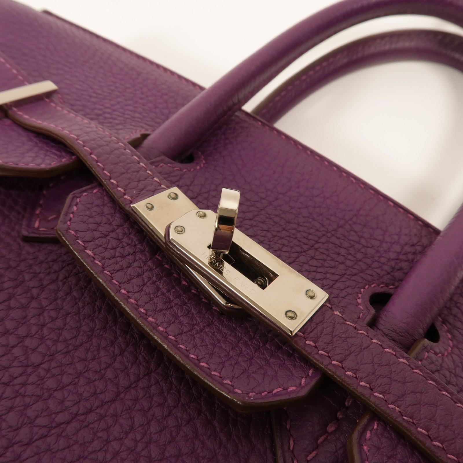HERMES PHW Birkin 25 Handbag Togo Leather Anemone