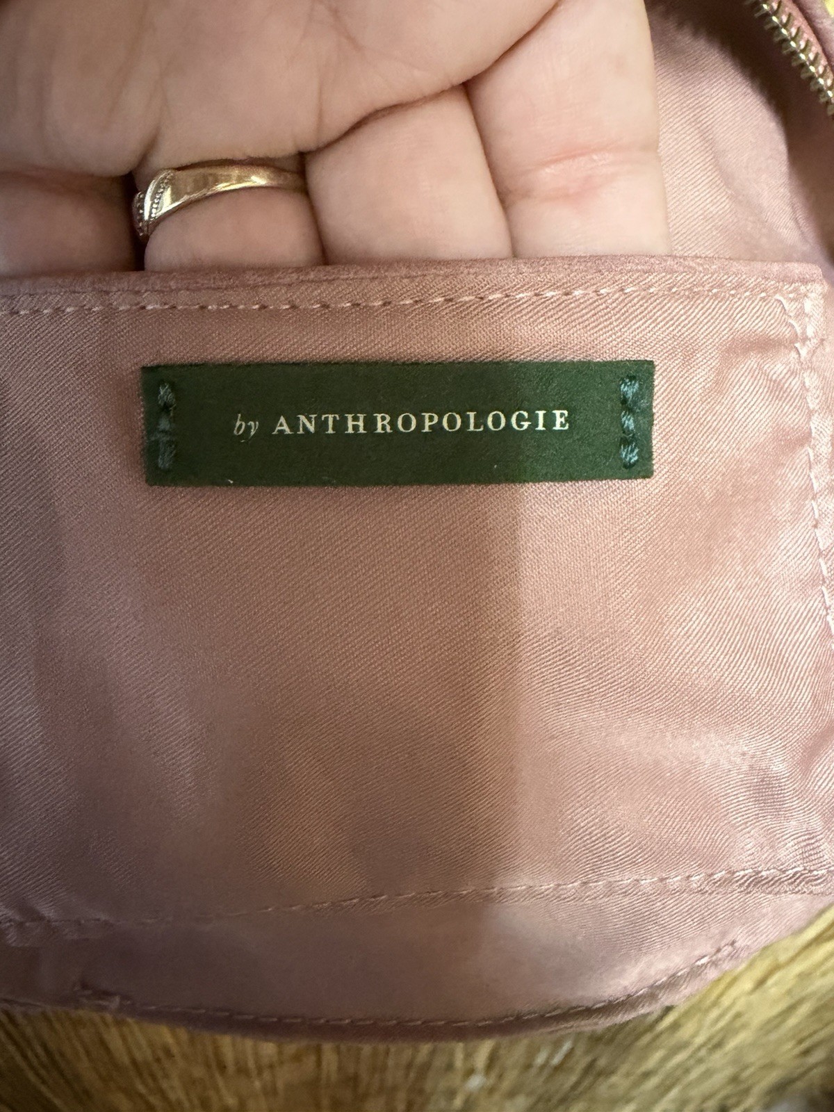 Anthropologie Pink Crossbody Bag Gold Chain Strap Zip Closure Adjustable Strap