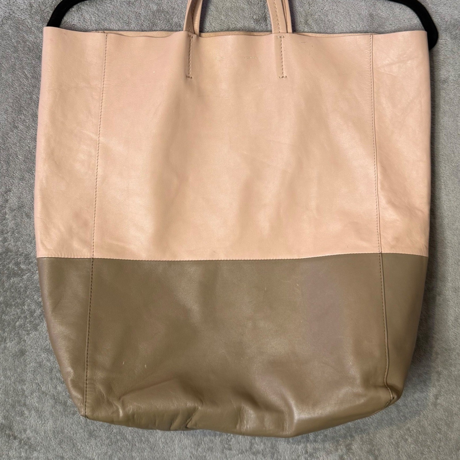 Celine Horizontal Bi Color Cabas Tote Bag Minimalist Quiet Luxury Neutral Purse