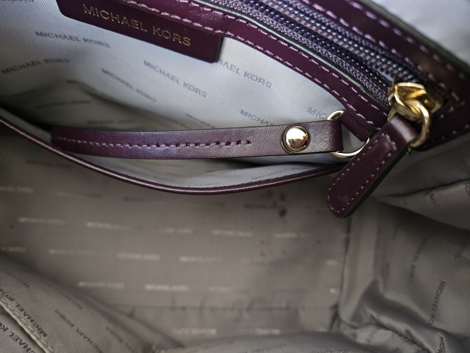 Michael Kors Hamilton Purse bag – Purple And Brown Some Stains Inside