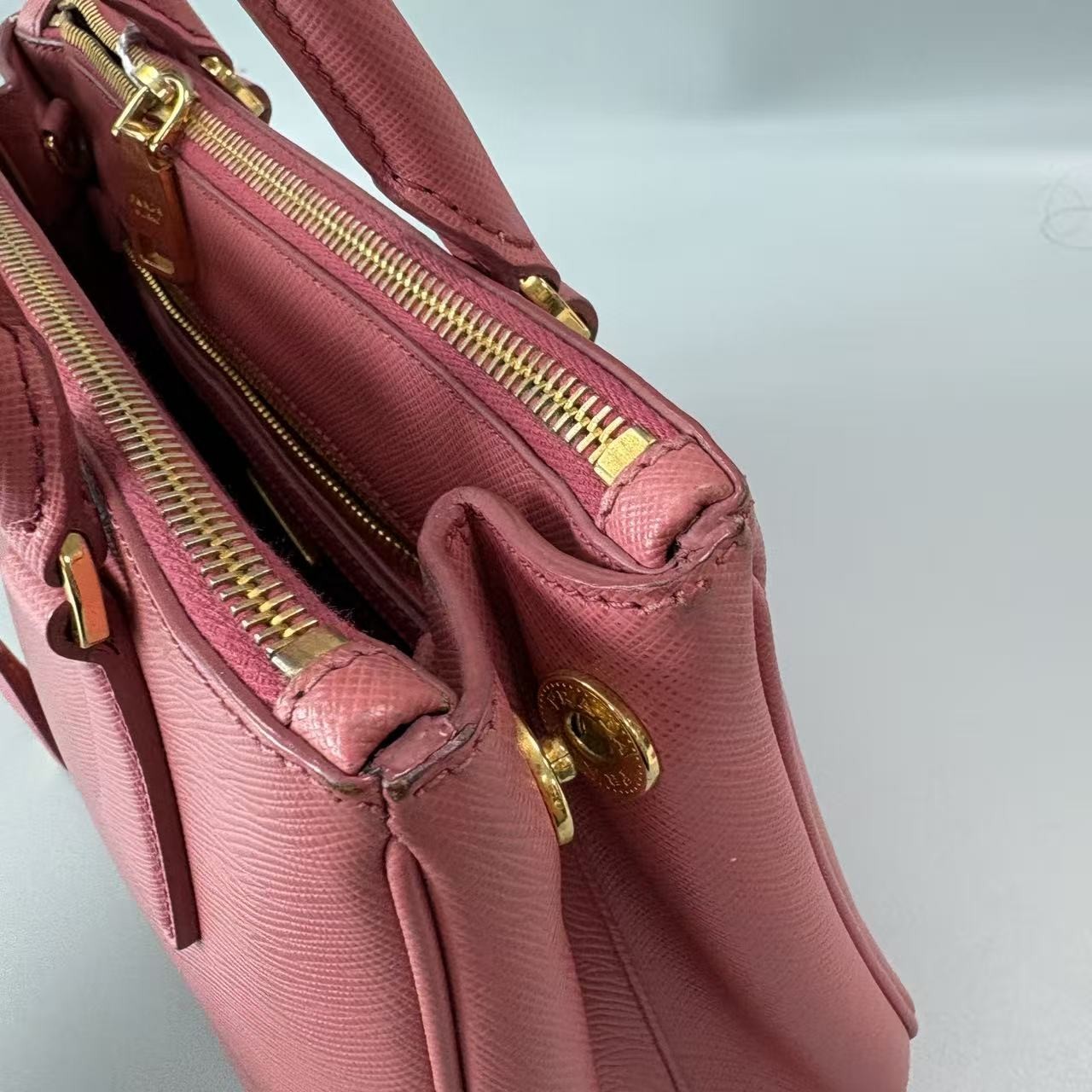 Prada Galleria Small Saffiano Leather Tote Bag Pink with Crossbody Strap