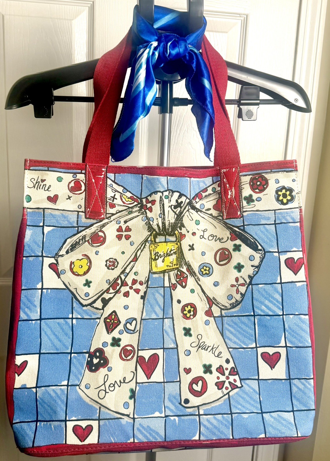 Brighton “Love Sparkle” Tote Canvas Bag (B-0082) Dog Cat Hearts Bow Lrg NWOT