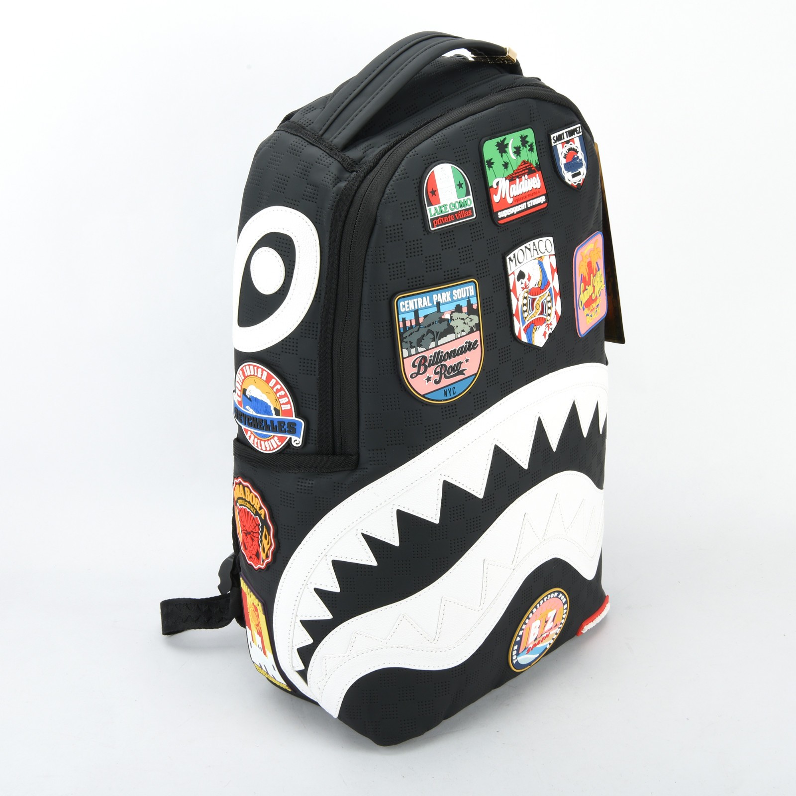 Sprayground Global Mogul Billionaire Shark Leather Bag Backpack Unisex Black