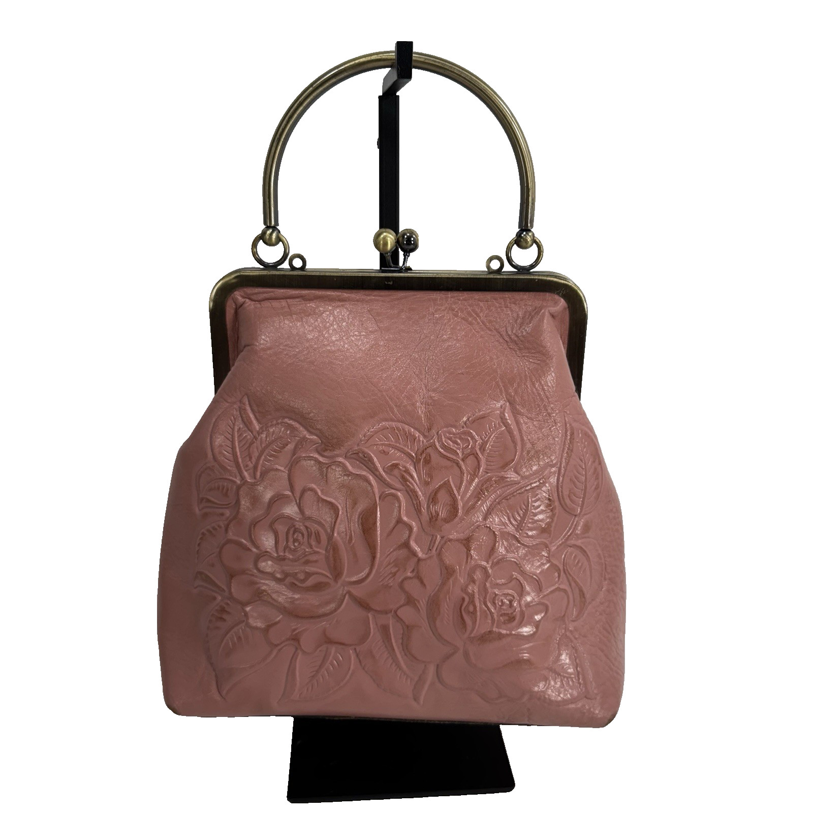 Patricia Nash Pink Rose Embossed Leather Purse Handbag – No Crossbody Strap