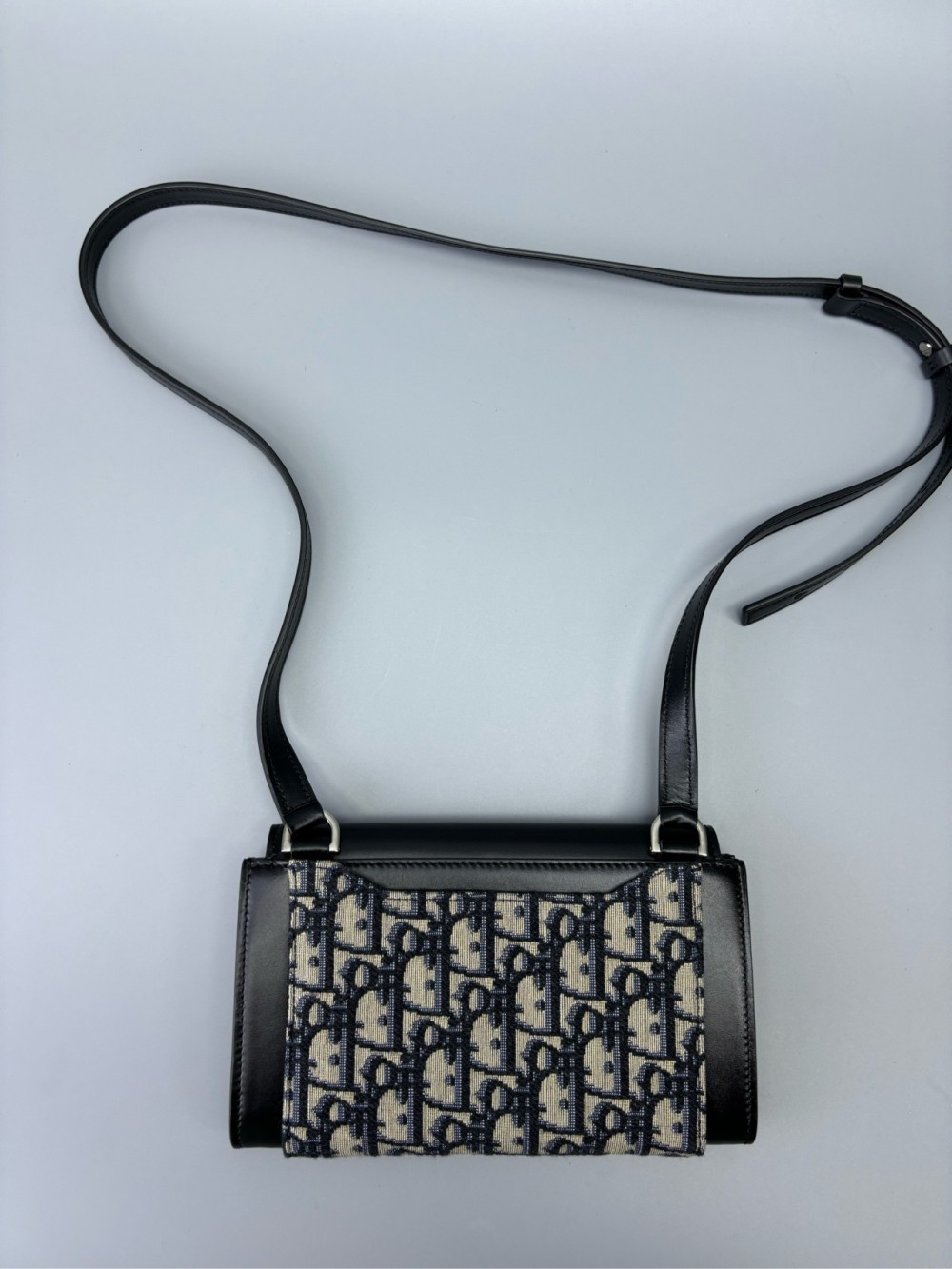 Dior Saddle jacquard fabric Oblique print oxhide shoulder crossbody bag black