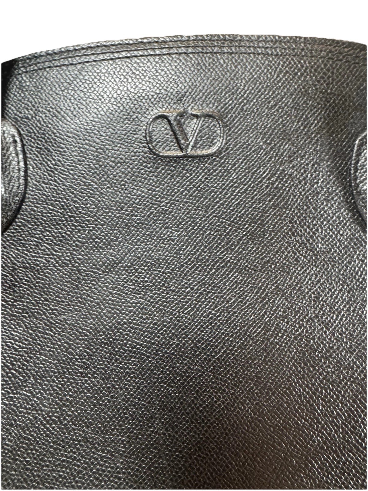 VALENTINO GARAVANI Black Saffiano Leather Dome Bowler Bag Top Handle Tote