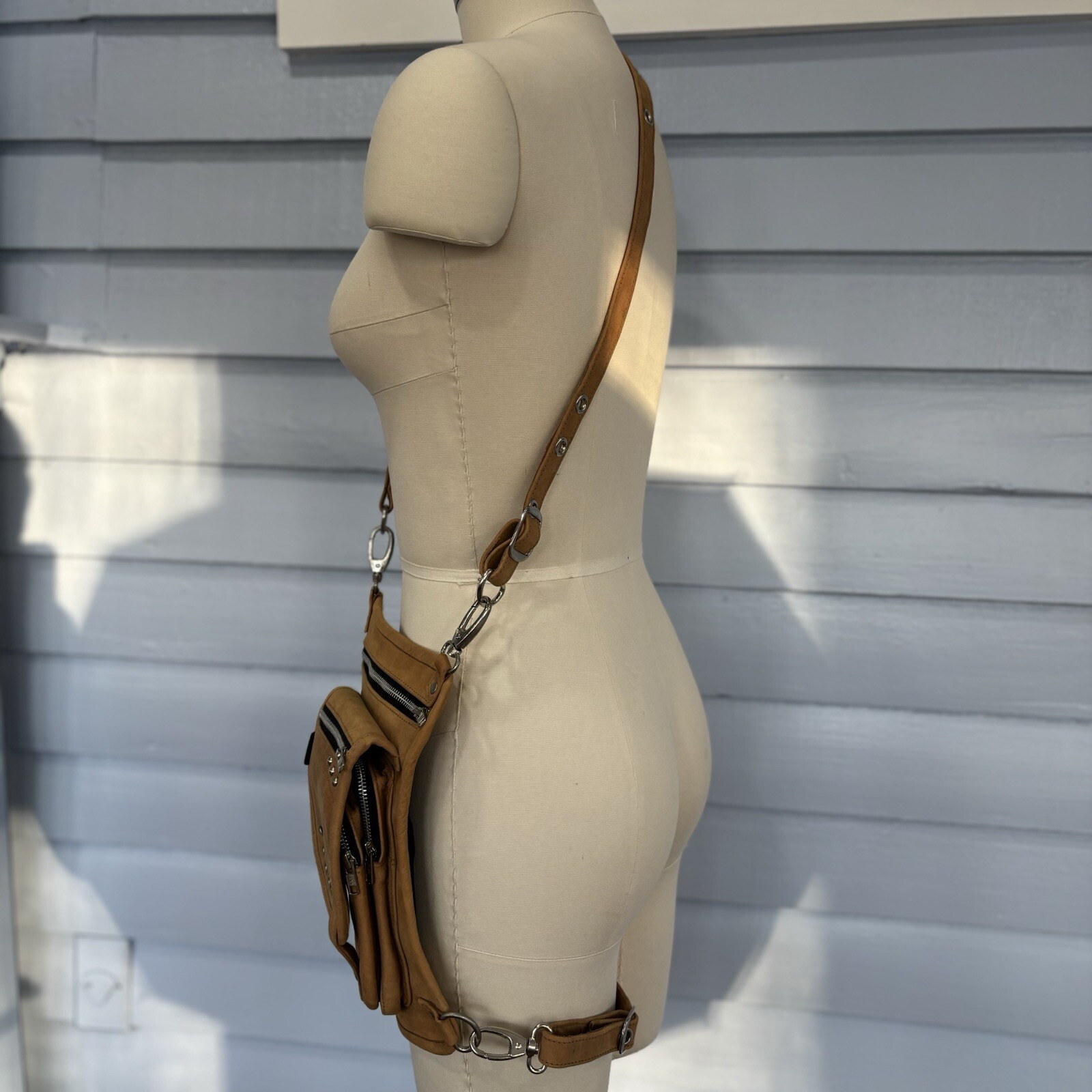 Highway Leather Moto Crossbody Concealed Carry Thigh Bag