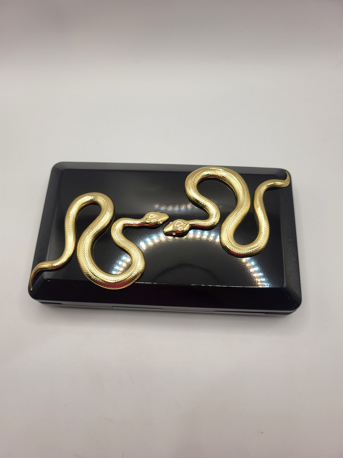 Kilian Paris Snake Clutch Case Bag Black Lacquered Enameled Swarovski Eyes