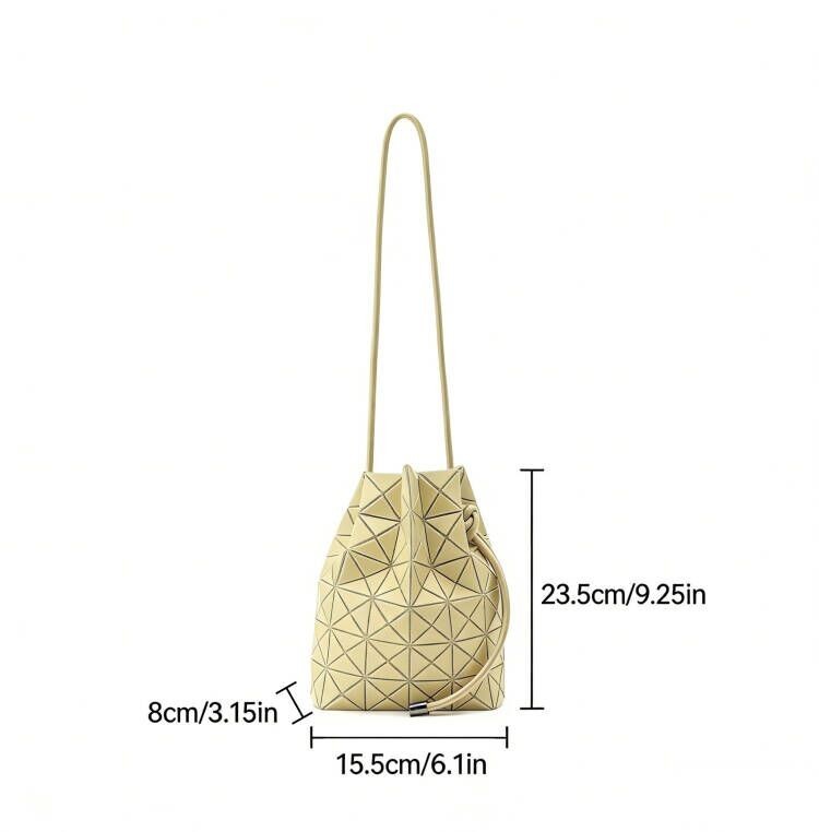 Drawstring Motif Enamel Finish Shoulder Bag Convertible 2-Way Crossbody Bag