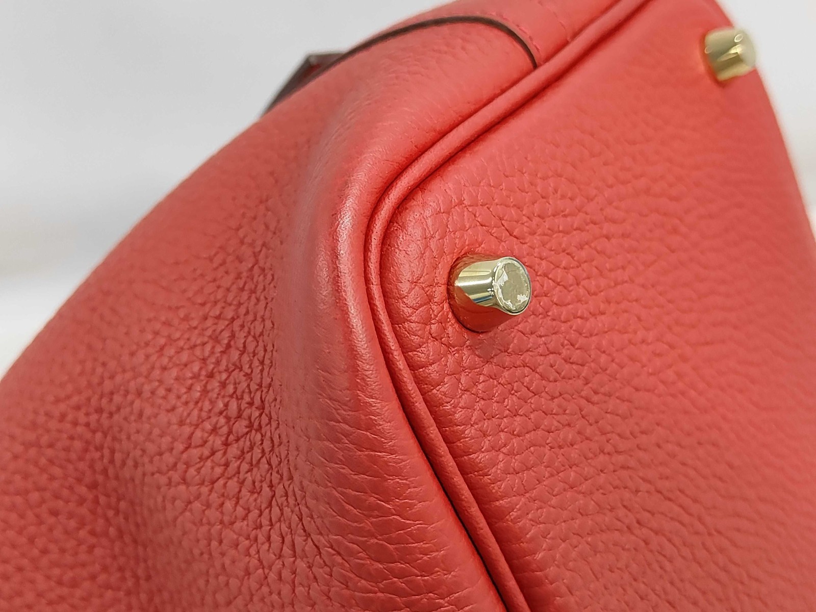 HERMES Picotin Lock PM Handbag Red Taurillon Clemence Gold Hardware C Stamp