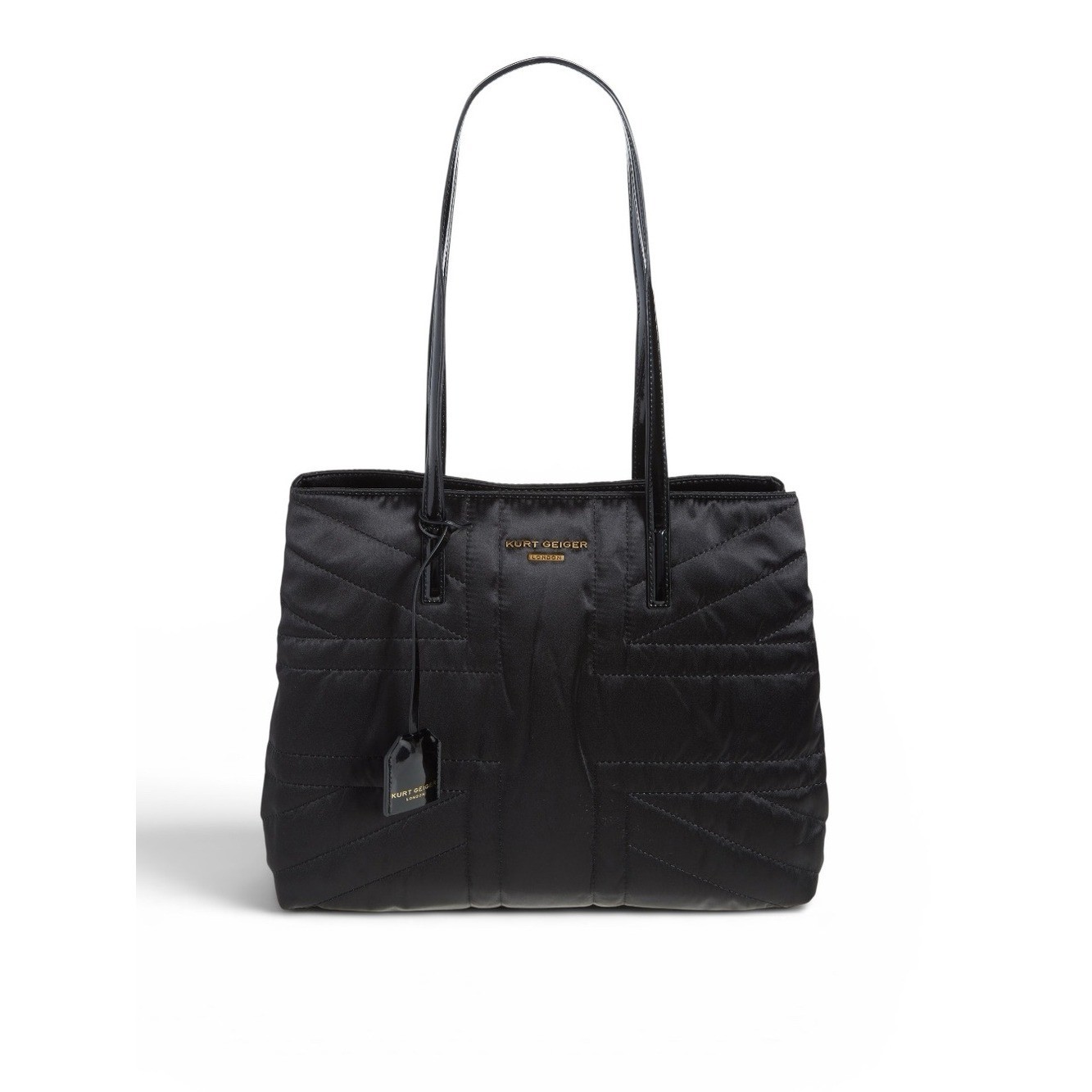 Kurt Geiger Black Quilted Tote with Patent Handles
