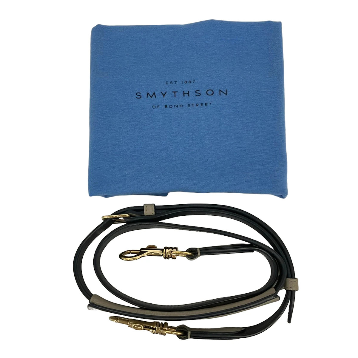 SMYTHSON Gray Navy Leather Handbag