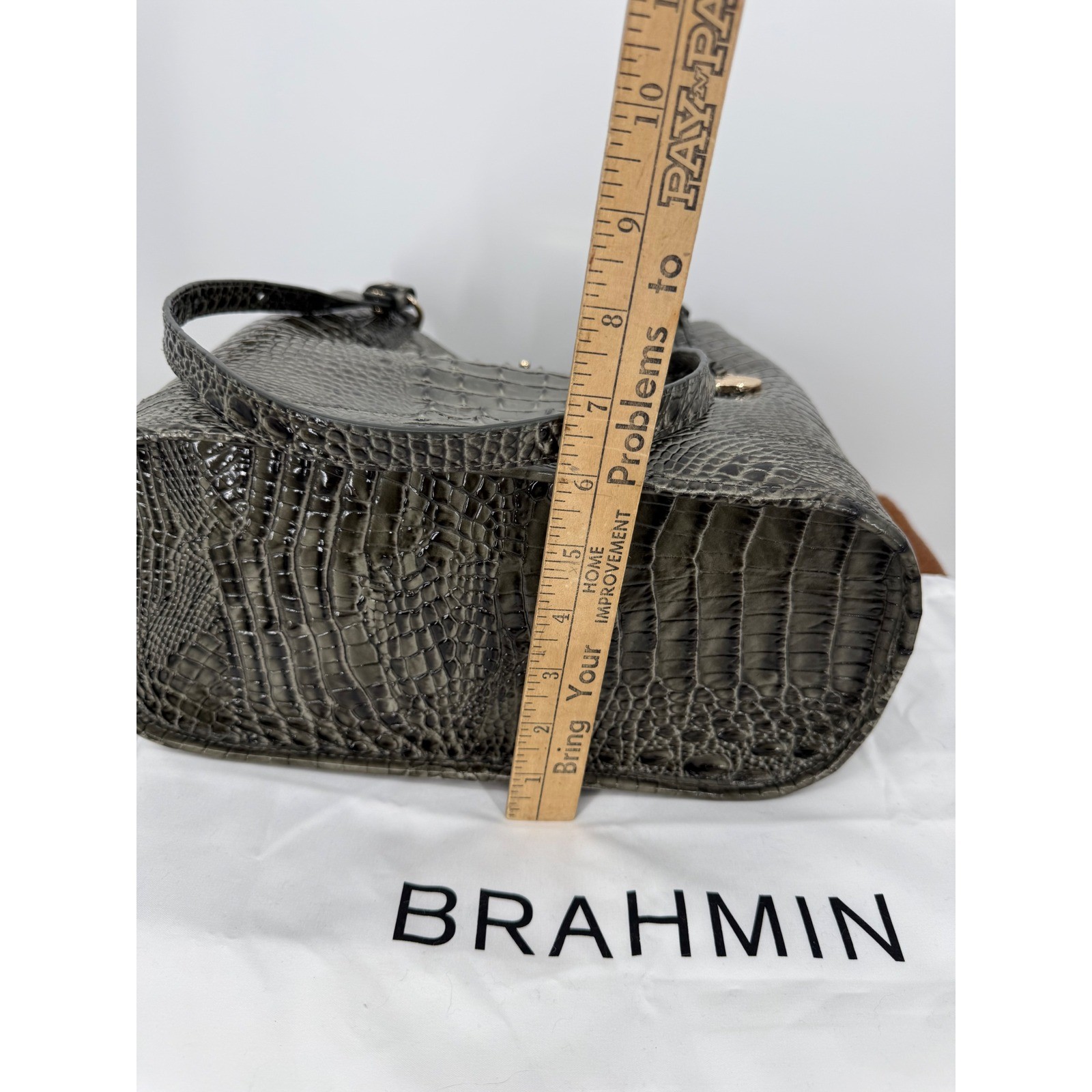 Brahmin $345 Fiora Hunter Melbourne Leather Shoulder Bag Bucket Purse Exotic
