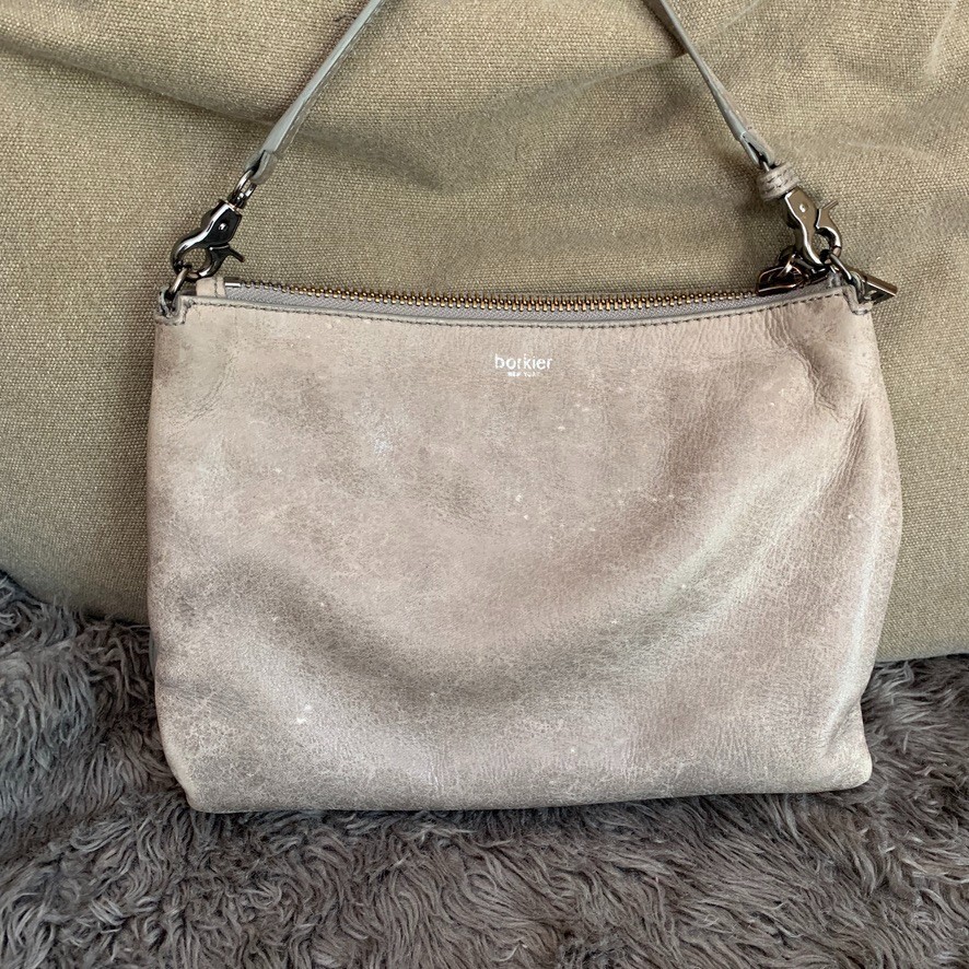 Botkier Women’s Trigger Handbag Purse Distressed Gray Studded Zip Crossbody